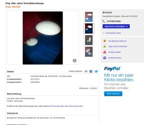Christian Dell Kaiser Idell Bordlampe Lampe Modell 6781