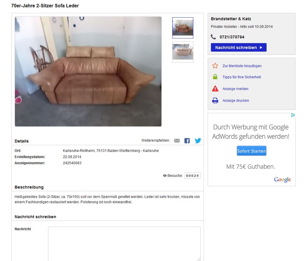 Montis Ledersofa Design Gerard van den Berg 70er Vintage