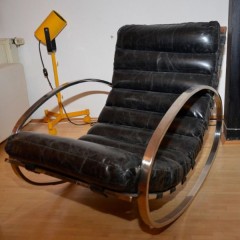 Zwei Vintage Schaukelstühle Rocking Chairs im Stile von Hans Kaufeld oder Milo Baughman