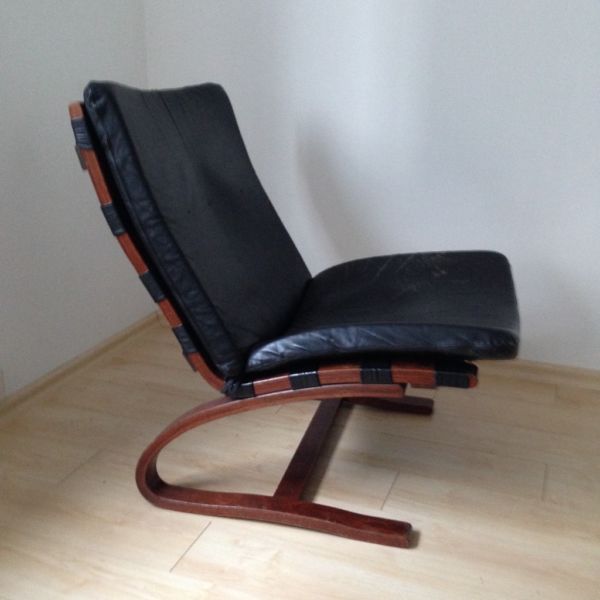 Rybo Rykken Scandi Klassiker Design 70er Sessel Lederstuhl