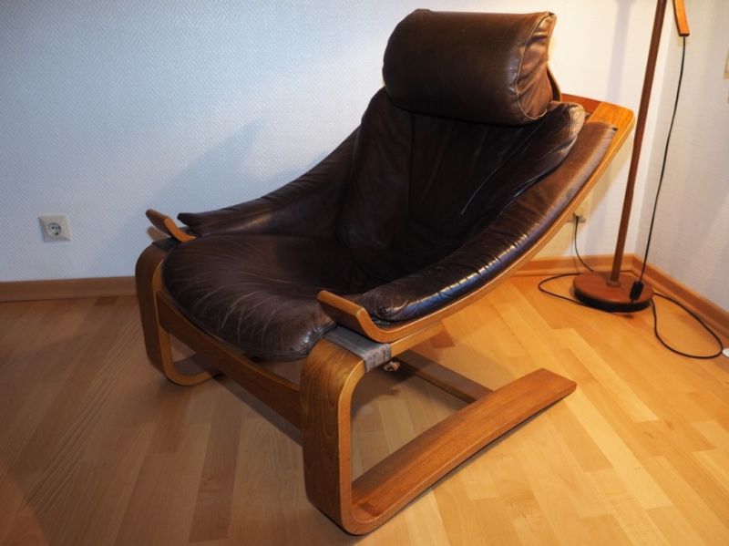 Nelo Kroken Ledersessel 70er Freischwinger Retro