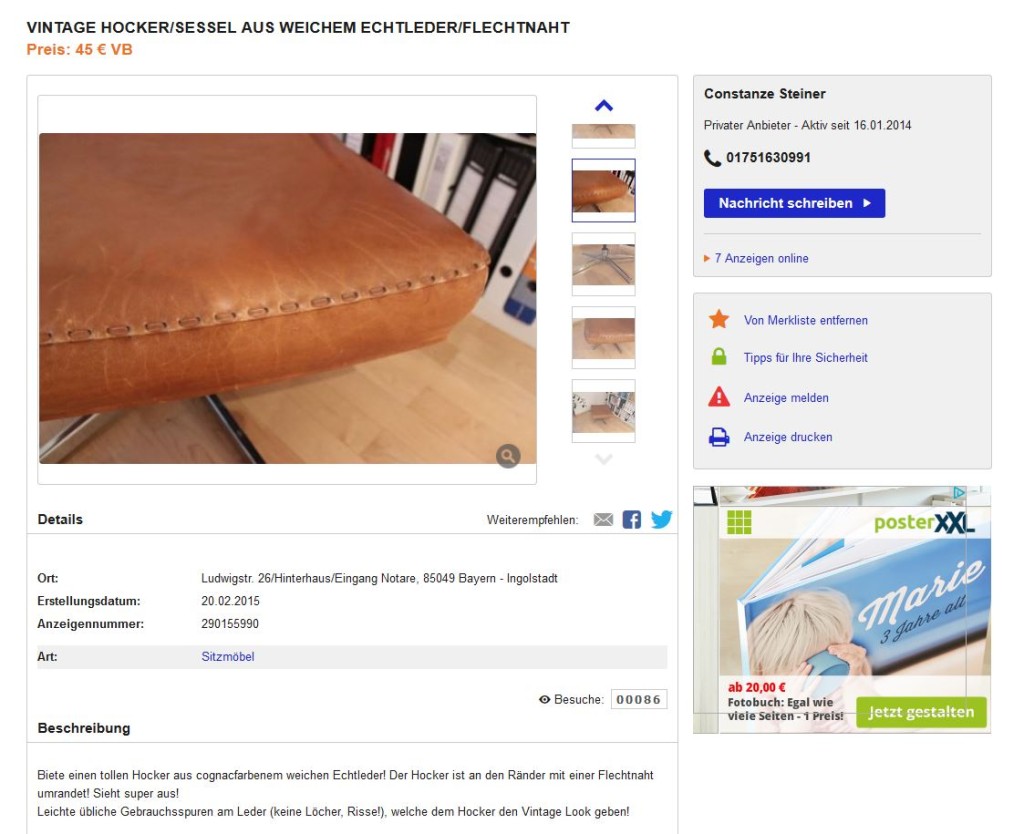 De Sede Ottomane Lederhocker für DS-31 Lounge Chair in ...