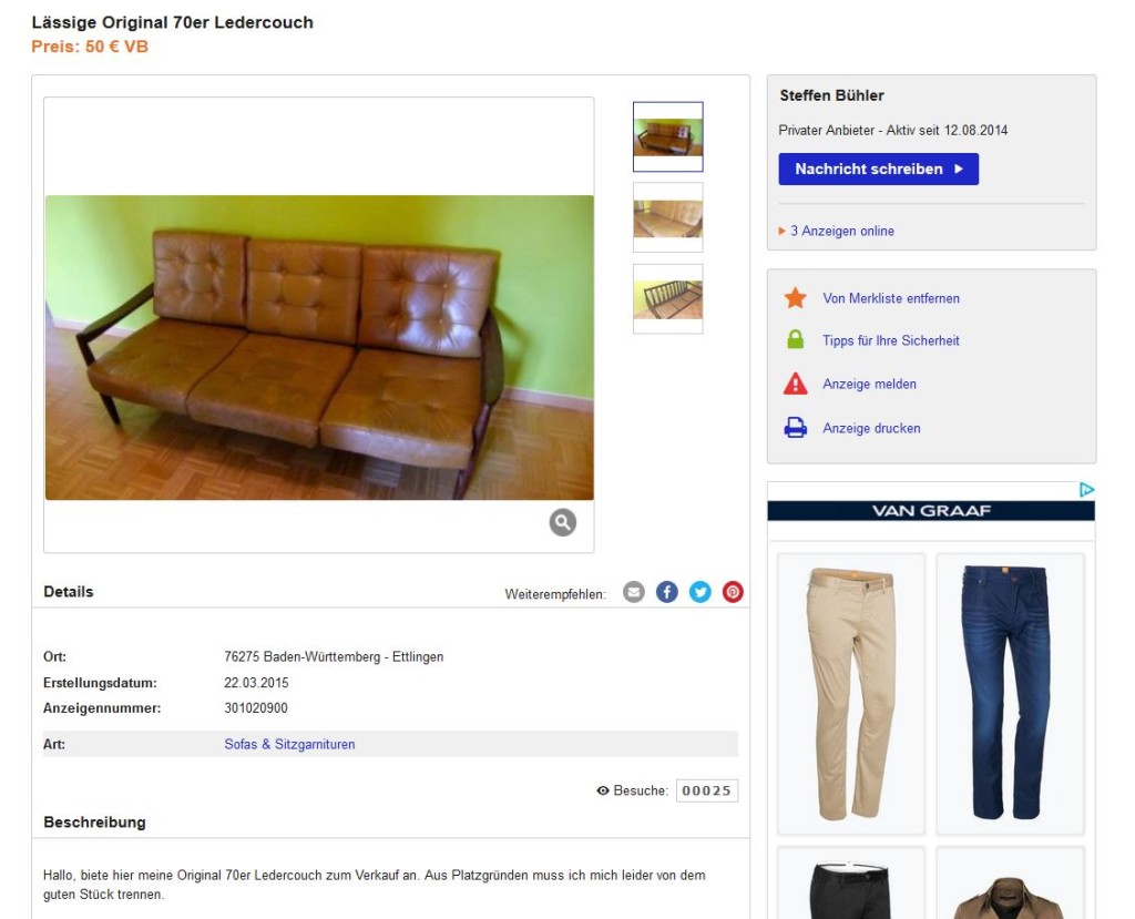 Ledersofa Danish Modern Midcentury Modern Designklassiker gebraucht kaufen