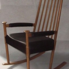 Vintage Schaukelstuhl mit Leder Rocking Chair Midcentury Modern 50er 60er