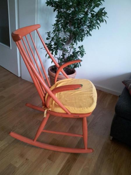 Details zu Danish Modern Rocking Chair design ILLUM WIKKELSO 60s 70s sessel schaukelstuhl gebraucht