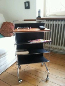 Vintage Beistellwagen Side Table Retro 60er 70er Jahre Design Teak Leder String Ära