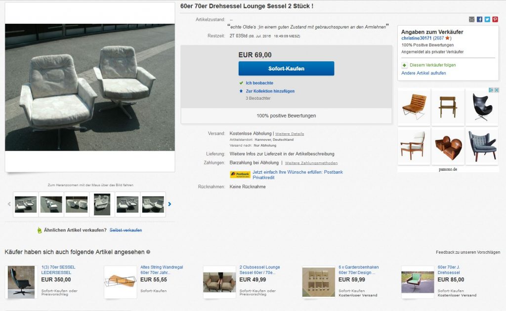 COR Sedia Horst Brüning Sessel Designklassiker gebraucht kaufen günstig 60er 70er Sessel