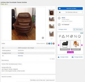 Egg Chair Vintage Ledersessel 70er Jahre Retro Design Midcentury Modern Sessel günstig gebraucht