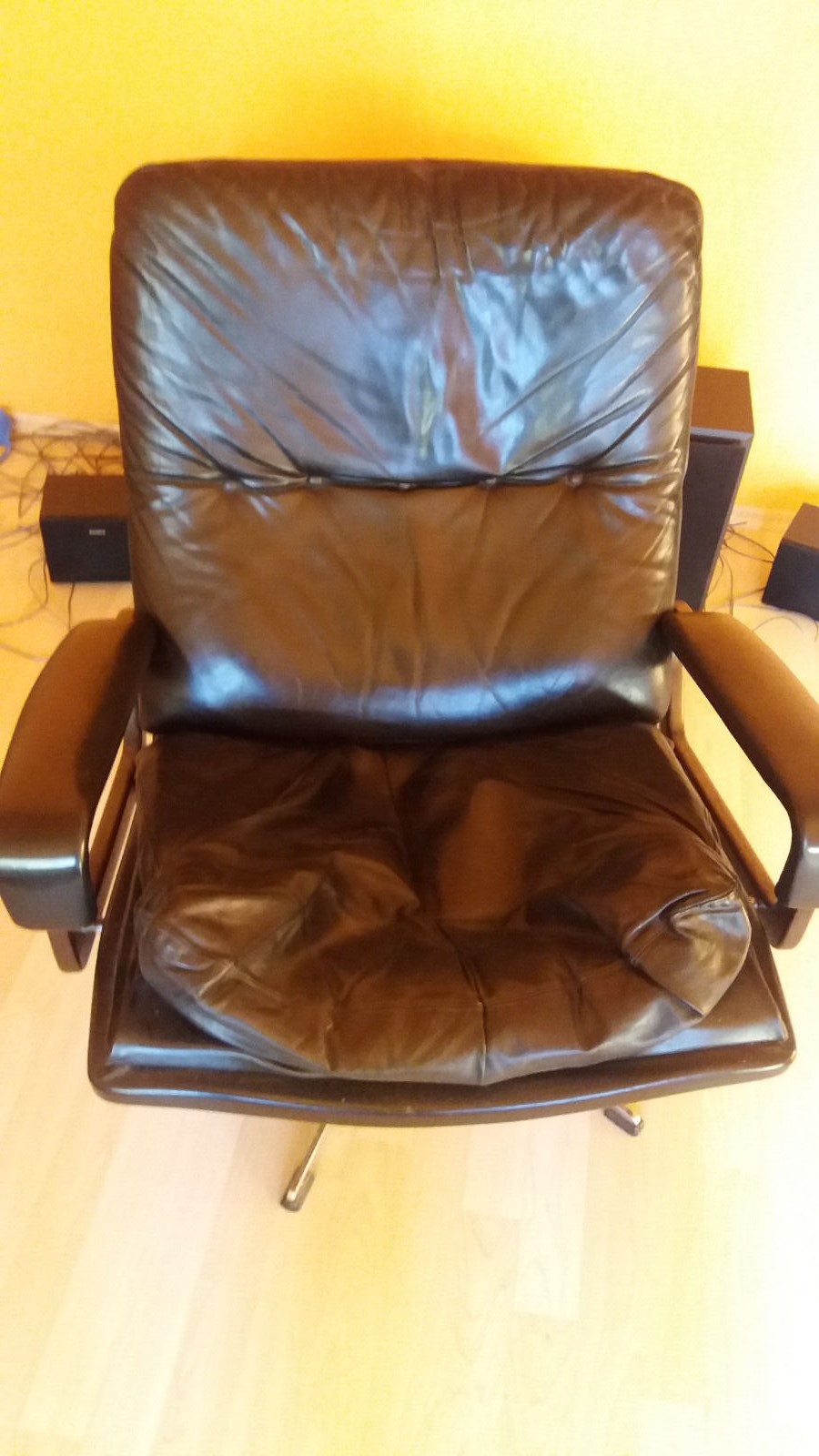 Strässle King Chair King Pouf Andre Vandenbreuck Lounge Sessel Leder 70er Designklassiker gebraucht